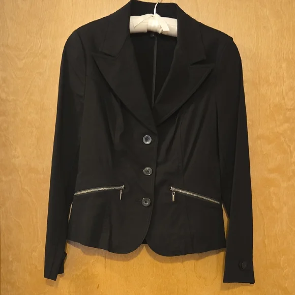 Mixit Black Women's Blazer with Zipper Accents - Picture 1 of 5
